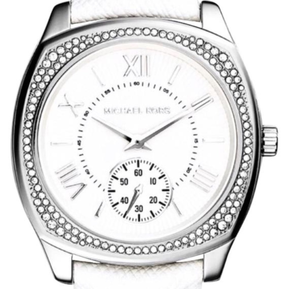 Michael Kors White Leather Bryn Watch